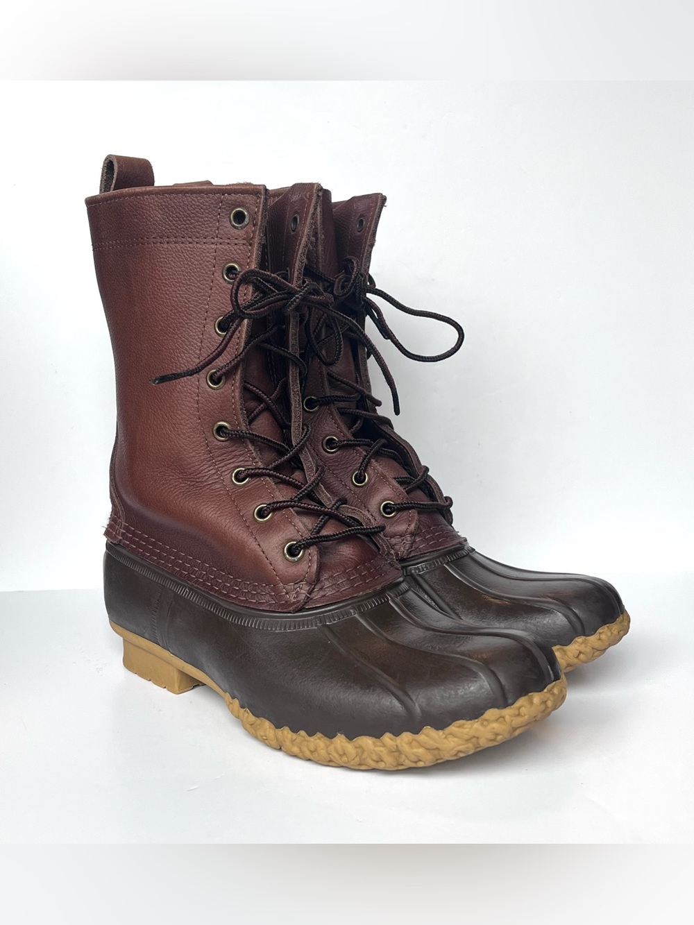 Vintage L.L. Bean Duck Boots Brown Leather Waterproof Women’s 7 Made in Maine